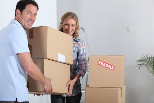 Packed boxes and furniture prepared for removals